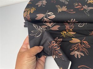 Viscosejersey - med fine blomster i varme brændte toner